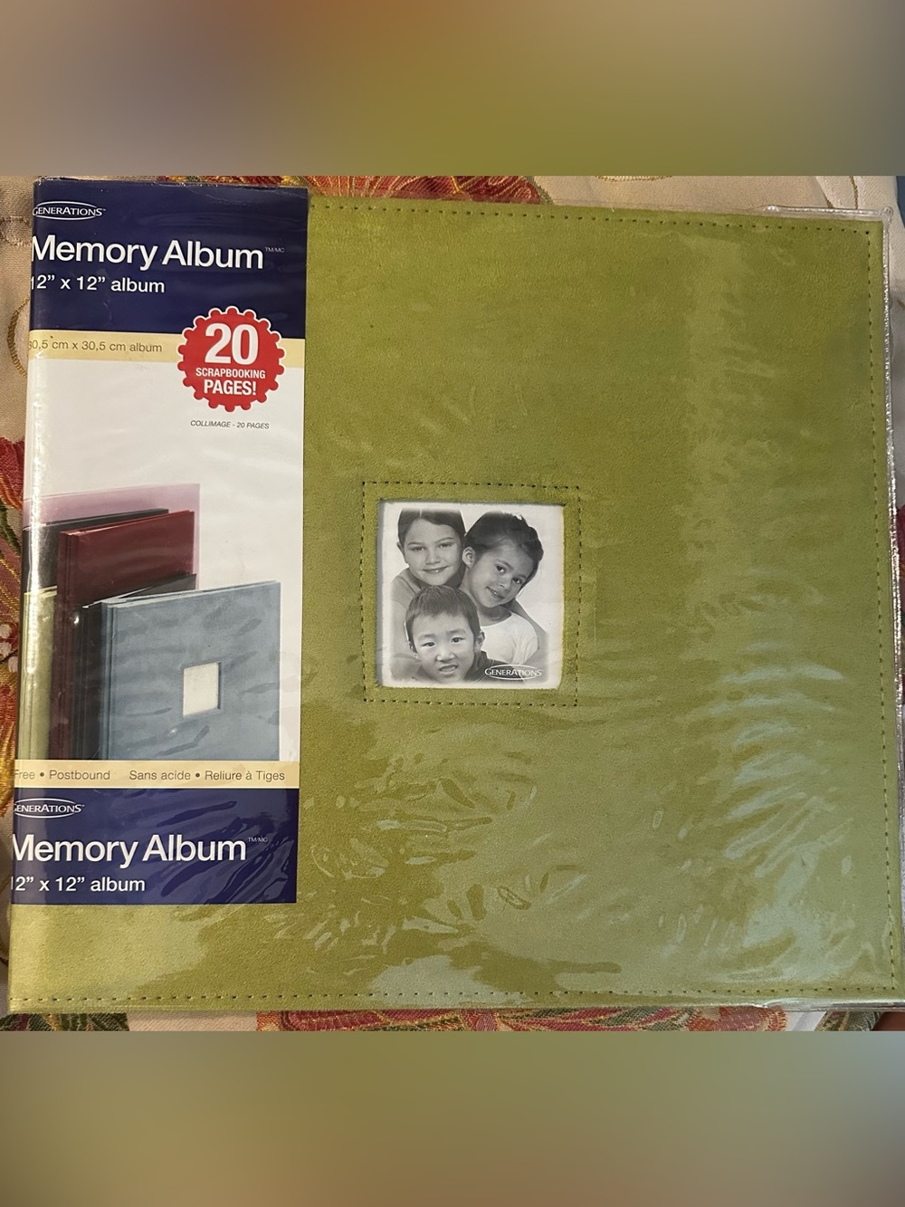 Generations 12x12 Green Faux Leather Memory Scrapbook Album Top Loading 10 Pages